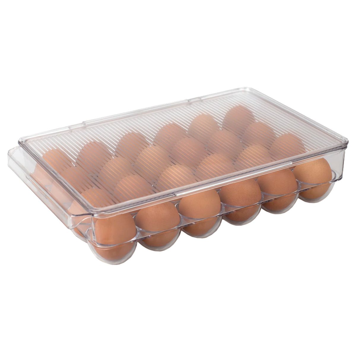 mDesign Plastic Egg Storage Tray Holder for Refrigerator, 12 Eggs, 2 Pack, Clear