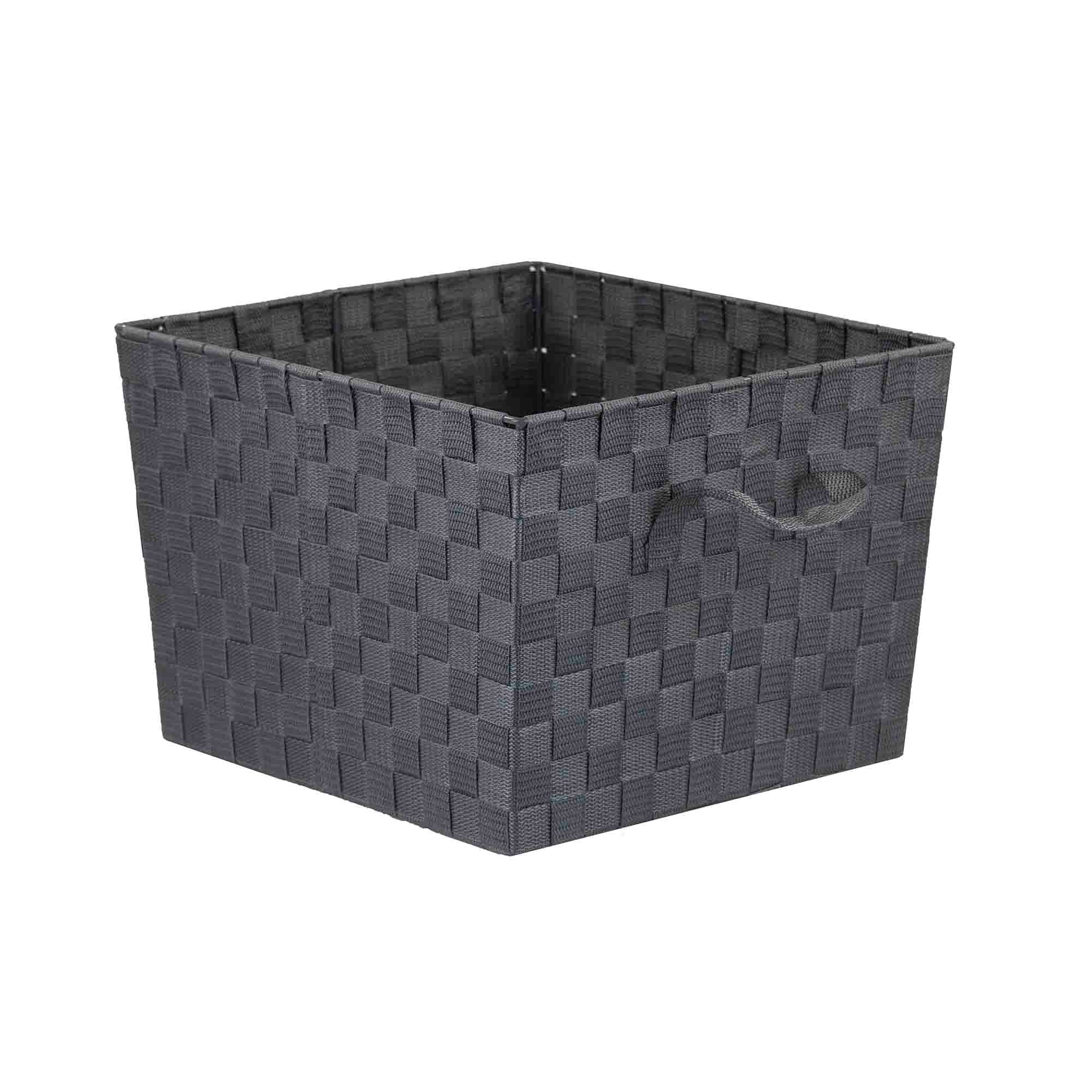 Home Basics X-Large Polyester Woven Strap Open Bin, Grey $10.00 EACH, CASE PACK OF 6