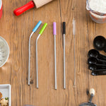 Load image into Gallery viewer, Home Basics Soft Silicone Tip Stainless Steel Straw Set, Multi-color, (Pack of 5) $2 EACH, CASE PACK OF 24