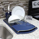 Load image into Gallery viewer, Michael Graves Design Gold Finish Steel Wire Compact Dish Rack with Oversized Utensil Holder, Indigo $12.00 EACH, CASE PACK OF 6