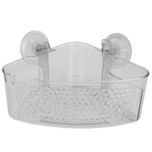 Home Basics Clear Cubic Plastic Corner Shower Caddy with Suction Cups $4.00 EACH, CASE PACK OF 12
