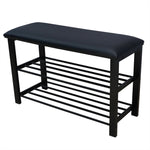Load image into Gallery viewer, Home Basics Cushioned Storage Bench with 2 Tier Steel Shoe Rack, Black $40.00 EACH, CASE PACK OF 1
