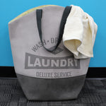 Load image into Gallery viewer, Home Basics Deluxe Service Wash Dry Fold Canvas Laundry Tote, Grey $10.00 EACH, CASE PACK OF 6
