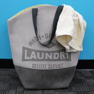 Home Basics Deluxe Service Wash Dry Fold Canvas Laundry Tote, Grey $10.00 EACH, CASE PACK OF 6