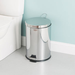 Home Basics 20 Liter Polished Stainless Steel Round Waste Bin, Silver $25.00 EACH, CASE PACK OF 2