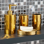 Load image into Gallery viewer, Home Basics 4 Piece Ceramic Bath Accessory Set, Gold $10.00 EACH, CASE PACK OF 8
