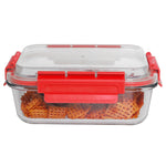 Load image into Gallery viewer, Home Basics Leak Proof 35oz. Rectangle Glass Food Storage Container with Air-tight Plastic Lid, Red $6.00 EACH, CASE PACK OF 12