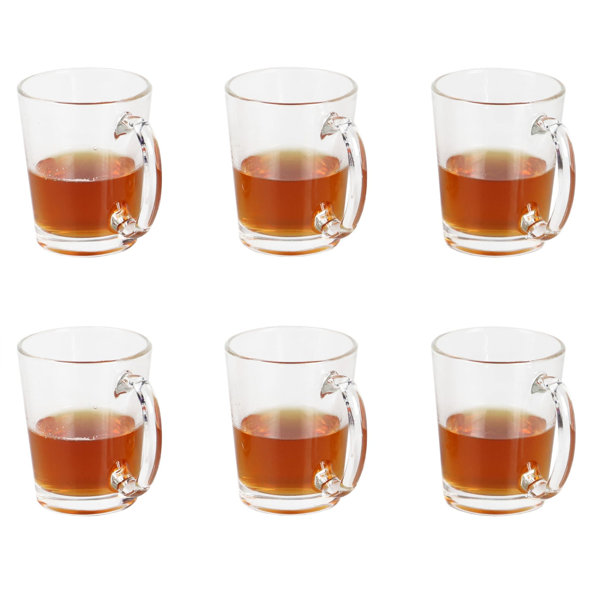 Home Basics Collins 9 oz Glass Mug Set, (Pack of 6), Clear, TABLETOP