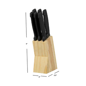 Home Basics 6 Piece Stainless Steel Steak Knife Set with All Natural Wood Display Block $4.00 EACH, CASE PACK OF 12