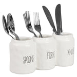 Load image into Gallery viewer, Home Basics 3 Compartment Glazed Ceramic Utensil Crock, White $6 EACH, CASE PACK OF 12
