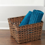 Load image into Gallery viewer, Home Basics X-large Faux Rattan Basket with Cut-out Handles, Coffee $15.00 EACH, CASE PACK OF 6