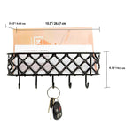 Load image into Gallery viewer, Home Basics Black Lattice Letter Rack with Key Hooks $4.00 EACH, CASE PACK OF 12