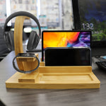 Load image into Gallery viewer, Home Basics Bamboo Headphone Station, Natural $10.00 EACH, CASE PACK OF 6
