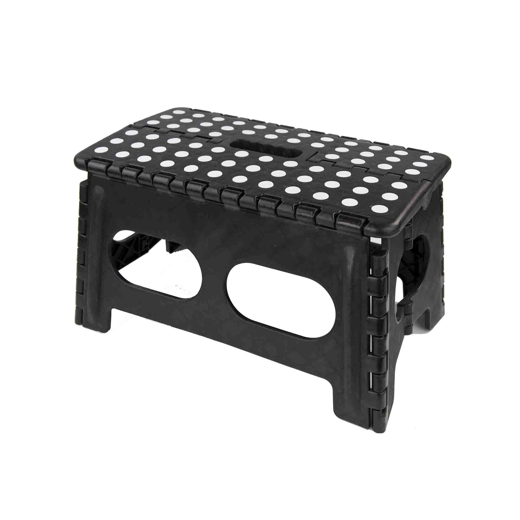 Home Basics Folding Stool with Non Slip Grip Dots and Carrying Handle, Black $10.00 EACH, CASE PACK OF 12