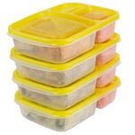 Load image into Gallery viewer, Home Basics 3 Section Plastic Food Storage Containers, (Set of 4), Yellow $6.00 EACH, CASE PACK OF 12
