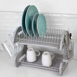 Home Basics 2 Tier Dish Drainer, Grey $20.00 EACH, CASE PACK OF 6