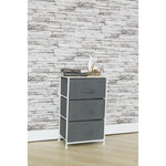 Load image into Gallery viewer, Home Basics 3 Drawer Fabric Dresser Rolling Storage Cart with Wood Top, Grey $40 EACH, CASE PACK OF 1