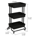 Load image into Gallery viewer, Home Basics 3 Tier Rolling Utility Cart with 2 Locking Wheels, Black $25.00 EACH, CASE PACK OF 3

