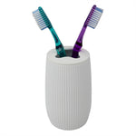 Load image into Gallery viewer, Home Basics Ribbed Plastic Toothbrush Holder, White $3 EACH, CASE PACK OF 12