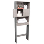 Load image into Gallery viewer, Home Basics 3 Tier Wood Space Saver Over the Toilet Bathroom Shelf with Open Shelving and Cabinets, Grey $60.00 EACH, CASE PACK OF 1

