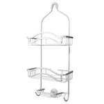 Load image into Gallery viewer, Home Basics Double Wave 2 Tier Aluminum Suction Shower Caddy with Integrated Hooks and Soap Tray, Grey $15.00 EACH, CASE PACK OF 6
