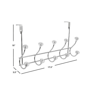 Home Basics 5 Hook Over the Door Hanging Rack with Crystal Knobs, Chrome $8.00 EACH, CASE PACK OF 12