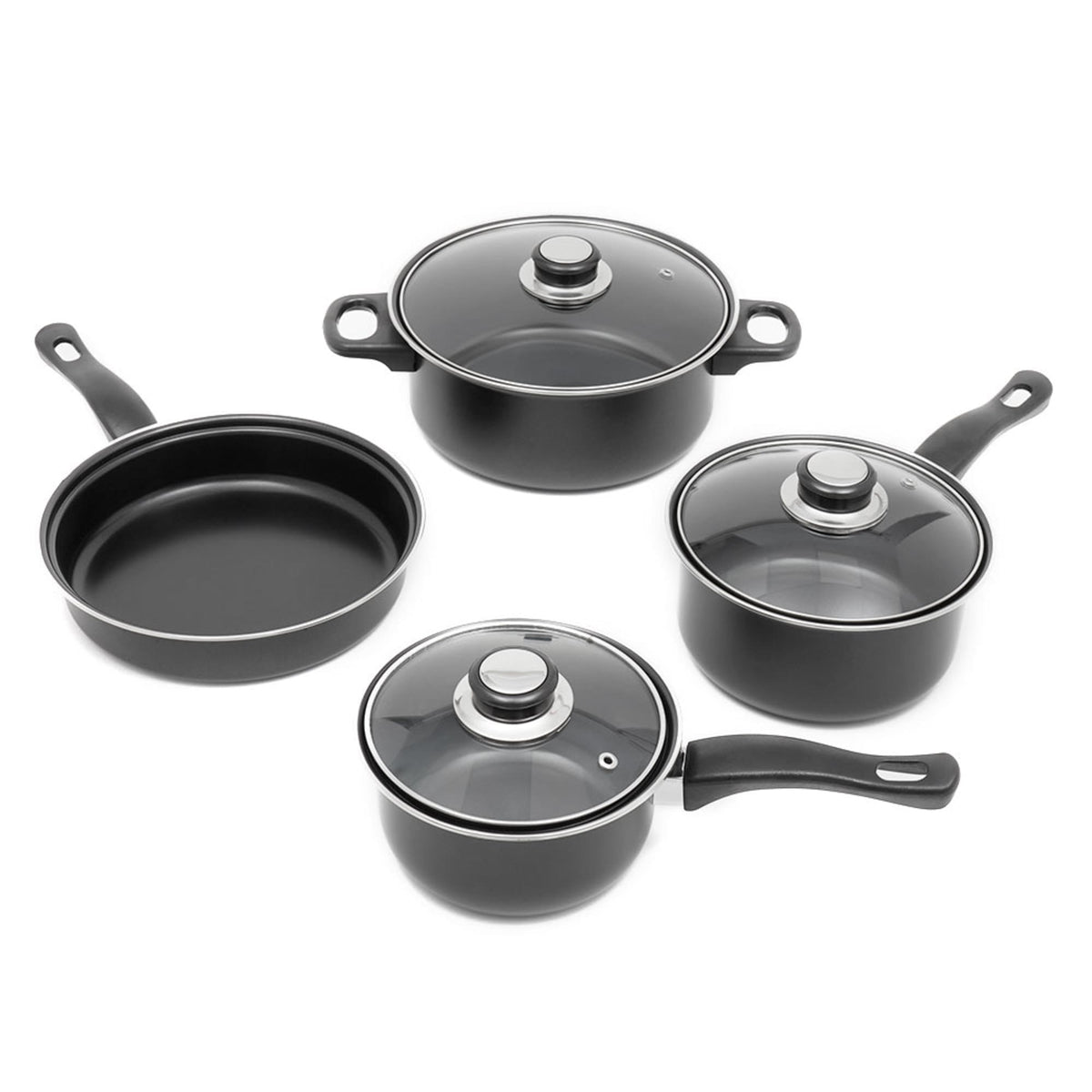 Home Basics Non-Stick Black Aluminum Cookware Set with Bakelite