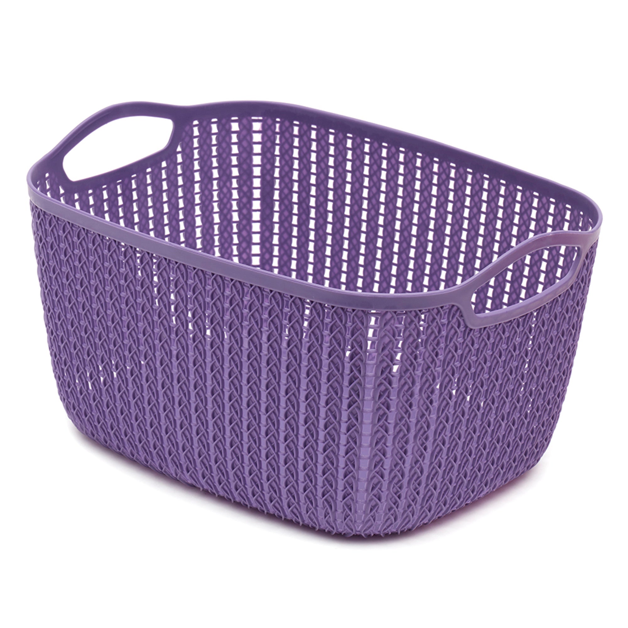 Home Basics Large Crochet Plastic Basket - Assorted Colors