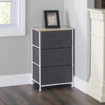 Load image into Gallery viewer, Home Basics 3 Drawer Fabric Dresser Rolling Storage Cart with Wood Top, Grey $40 EACH, CASE PACK OF 1