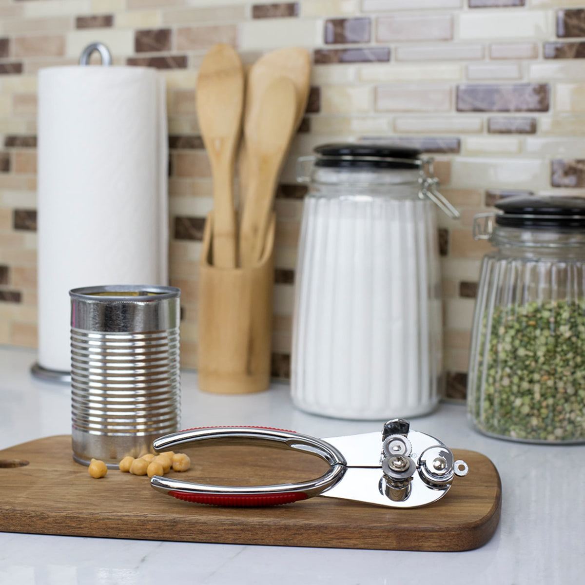 Home Basics Zinc Can Opener with Rubber Grip FOOD PREP SHOP HOME