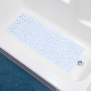 Home Basics Anti-Slip Quick Drain Pebble Plastic Bath Mat with Back Suction Cups, White $6 EACH, CASE PACK OF 12