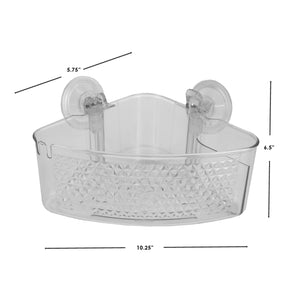 Home Basics Clear Cubic Plastic Corner Shower Caddy with Suction Cups $4.00 EACH, CASE PACK OF 12
