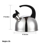Load image into Gallery viewer, Home Basics 2.0  Liter Brushed Stainless Steel Whistling Tea Kettle with Arc Handle, Silver $8.00 EACH, CASE PACK OF 12
