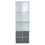 Load image into Gallery viewer, Home Basics 4 Cube Shelf with Four Bins, White $80.00 EACH, CASE PACK OF 1