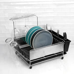 Load image into Gallery viewer, Michael Graves Design Deluxe Extra Large Capacity Stainless Steel Dish Rack with Wine Glass Holder, Black $30.00 EACH, CASE PACK OF 4