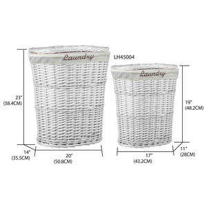 Home Basics  2 Piece  Wicker Hamper with Liner, White $40.00 EACH, CASE PACK OF 1