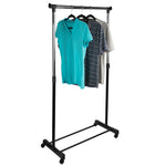 Load image into Gallery viewer, Home Basics Single Rail Adjustable Rolling Garment and Wardrobe Organizing Rack, Black $15.00 EACH, CASE PACK OF 6
