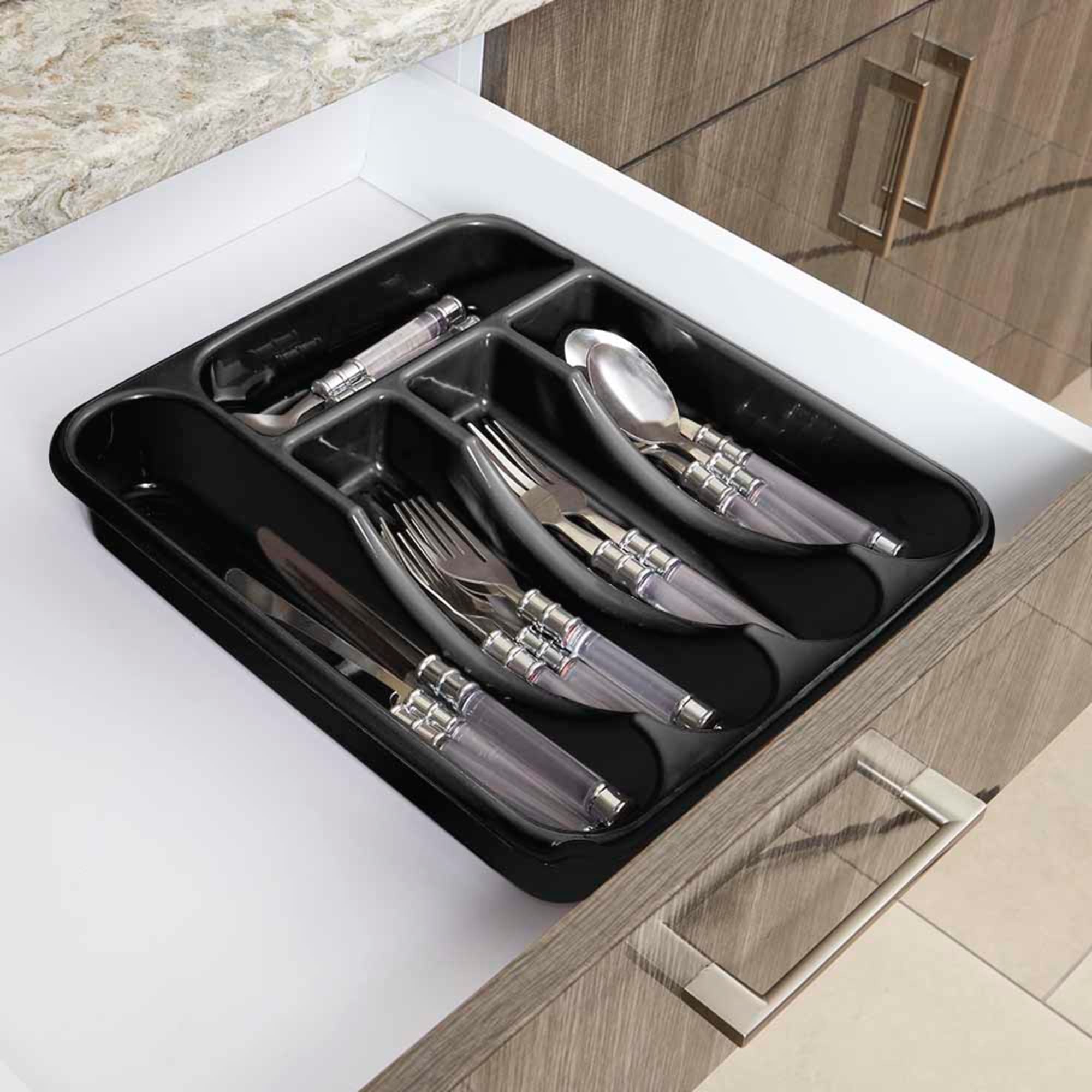 Home Basics 7 Textured Compartment Plastic Cutlery Tray $3.00 EACH, CASE PACK OF 12