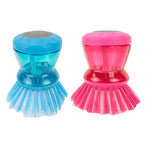 Load image into Gallery viewer, Home Basics Ace Collection Plastic Soap Dispensing Palm Dish Brush - Assorted Colors