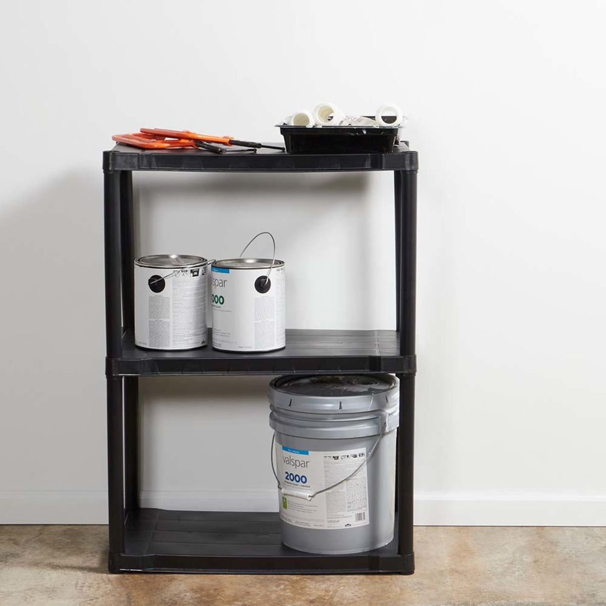 Home Basics 3 Tier Plastic Shelf, (37-inch), Black, STORAGE ORGANIZATION