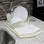 Load image into Gallery viewer, Michael Graves Design Gold Finish Steel Wire Compact Dish Rack with Oversized Utensil Holder, White $12.00 EACH, CASE PACK OF 6