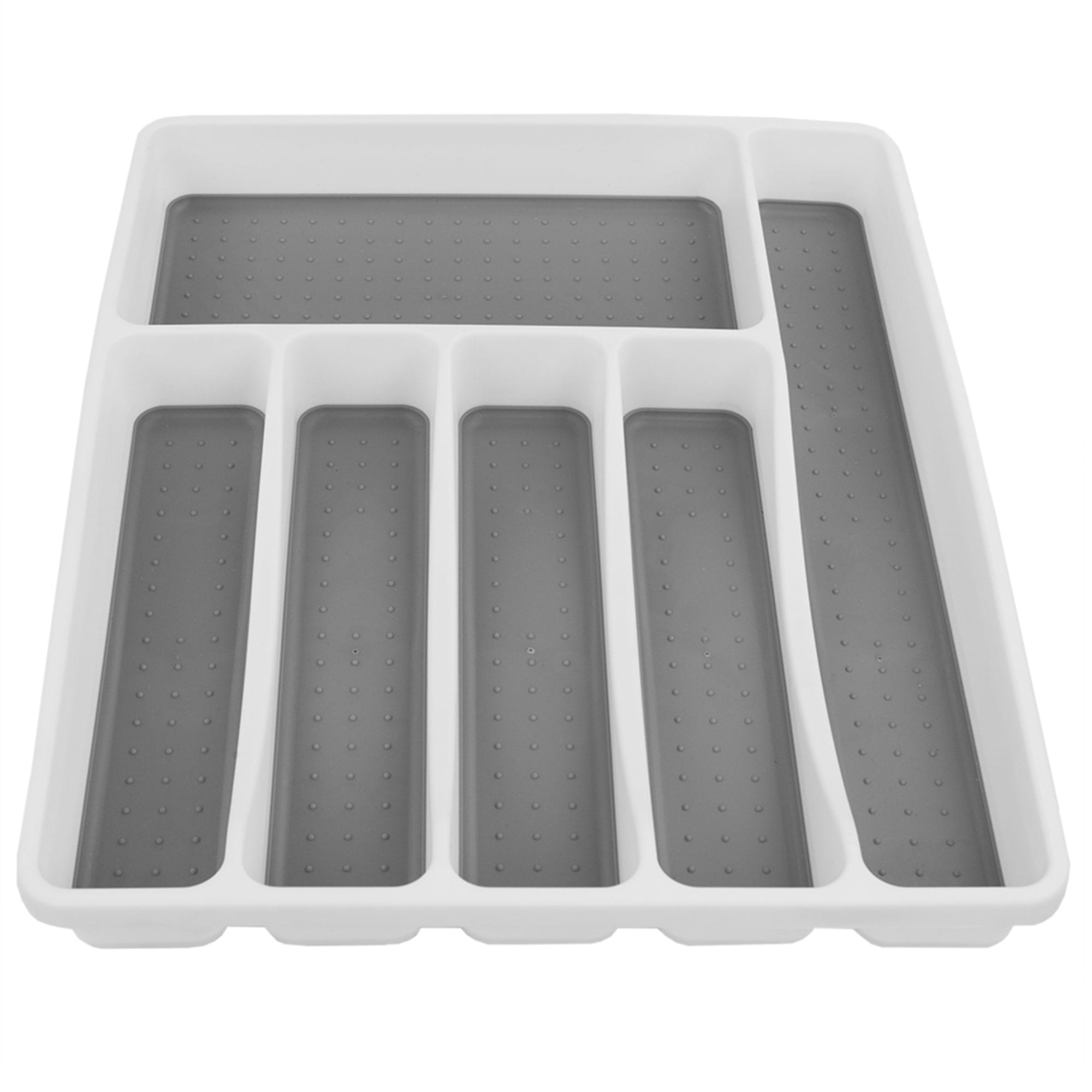 Home Basics Large Cutlery Tray with Rubber Lined Compartments, White $6.00 EACH, CASE PACK OF 12