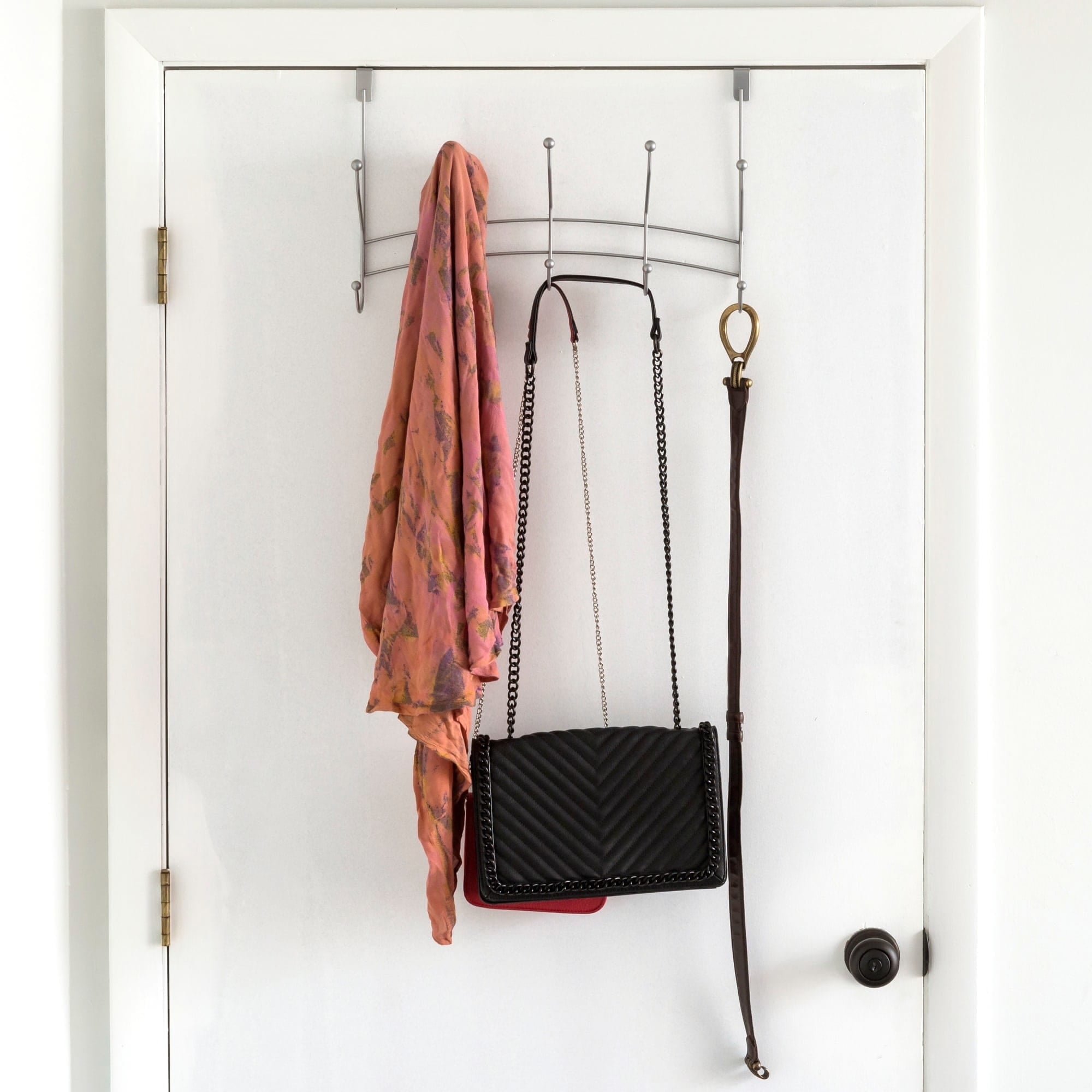 Home Basics 5 Dual Hook Over the Door Hanging Rack, Silver $5.00 EACH, CASE PACK OF 12