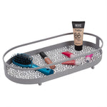Load image into Gallery viewer, Home Basics Oval Lace Decorative Plastic Vanity Tray with Rounded Feet, Grey $10.00 EACH, CASE PACK OF 12
