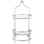 Load image into Gallery viewer, Home Basics 2 Tier Aluminum Suctioned Shower Caddy with Towel Rack and Integrated Hooks, Silver $15 EACH, CASE PACK OF 6
