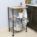 Load image into Gallery viewer, Home Basics 3 Tier MDF Top Kitchen Trolley with Hooks $50.00 EACH, CASE PACK OF 1
