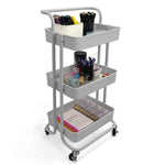 Load image into Gallery viewer, Home Basics 3 Tier Rolling Utility Cart with 2 Locking Wheels, Grey $25.00 EACH, CASE PACK OF 3