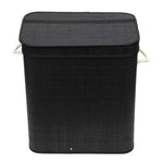 Load image into Gallery viewer, Home Basics 2 Compartment Folding Rectangle Bamboo Hamper with Liner, Black $25.00 EACH, CASE PACK OF 6
