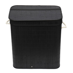 Home Basics 2 Compartment Folding Rectangle Bamboo Hamper with Liner, Black $25.00 EACH, CASE PACK OF 6
