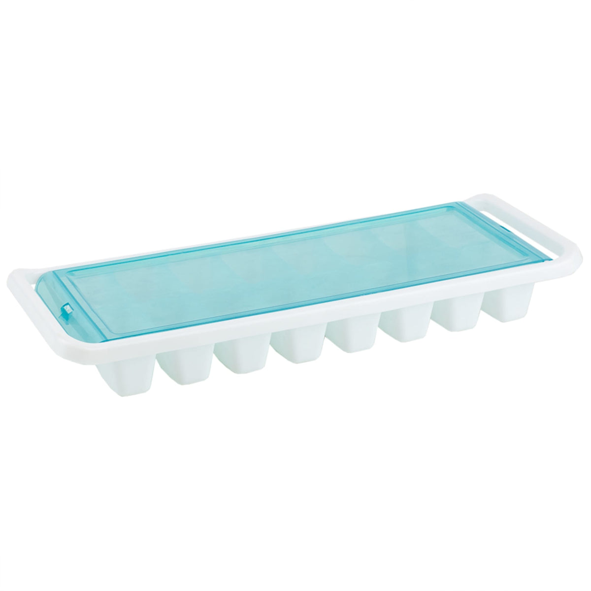 Home Basics 16 Compartment Square Plastic Stackable Ice Cube Tray with  Snap-on Cover, Blue, KITCHEN ORGANIZATION